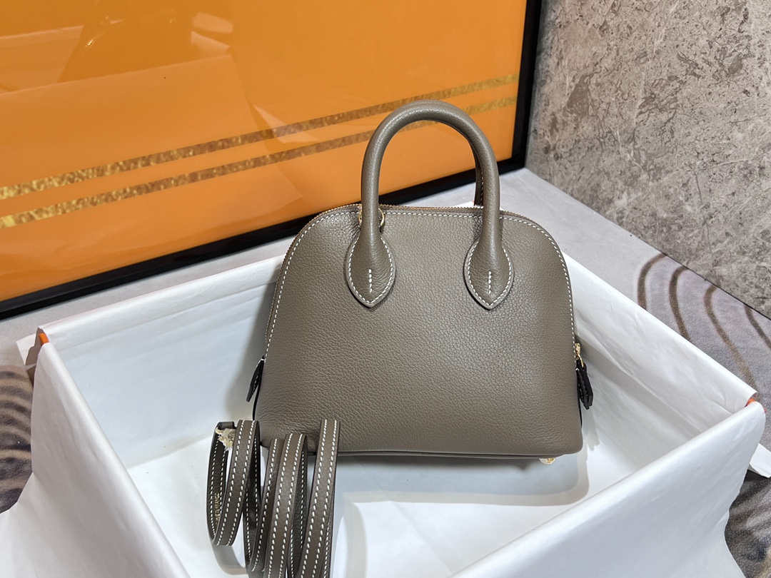 Hermes Bolide 1923 Mini Handbag Shoulder Bag In Etoupe Evercolor Leather